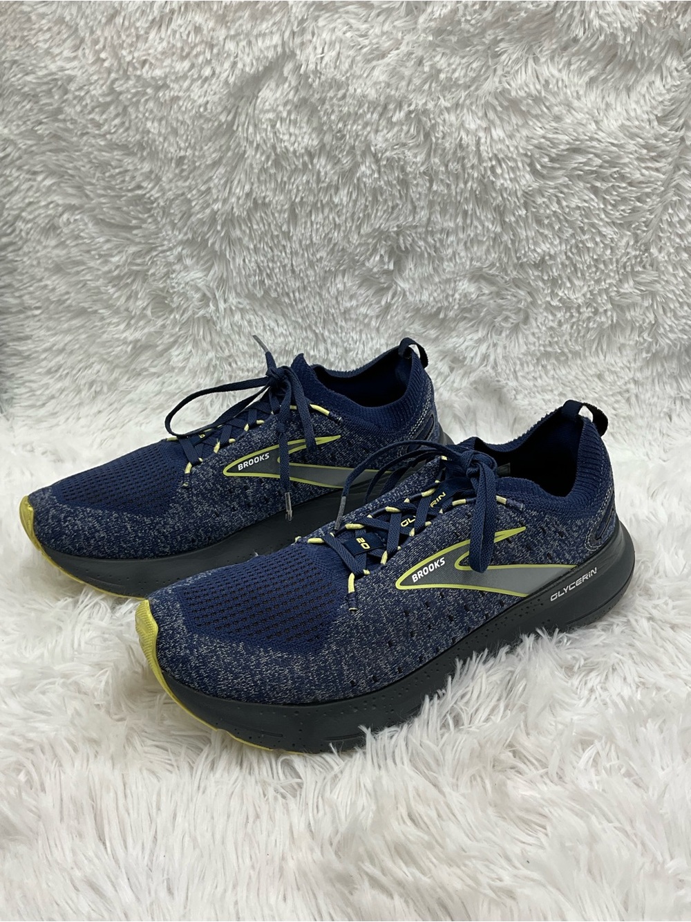 Brooks Glycerin Sneakers Size 11 Blue Navy Yellow Stealthfit 20 Running Shoe